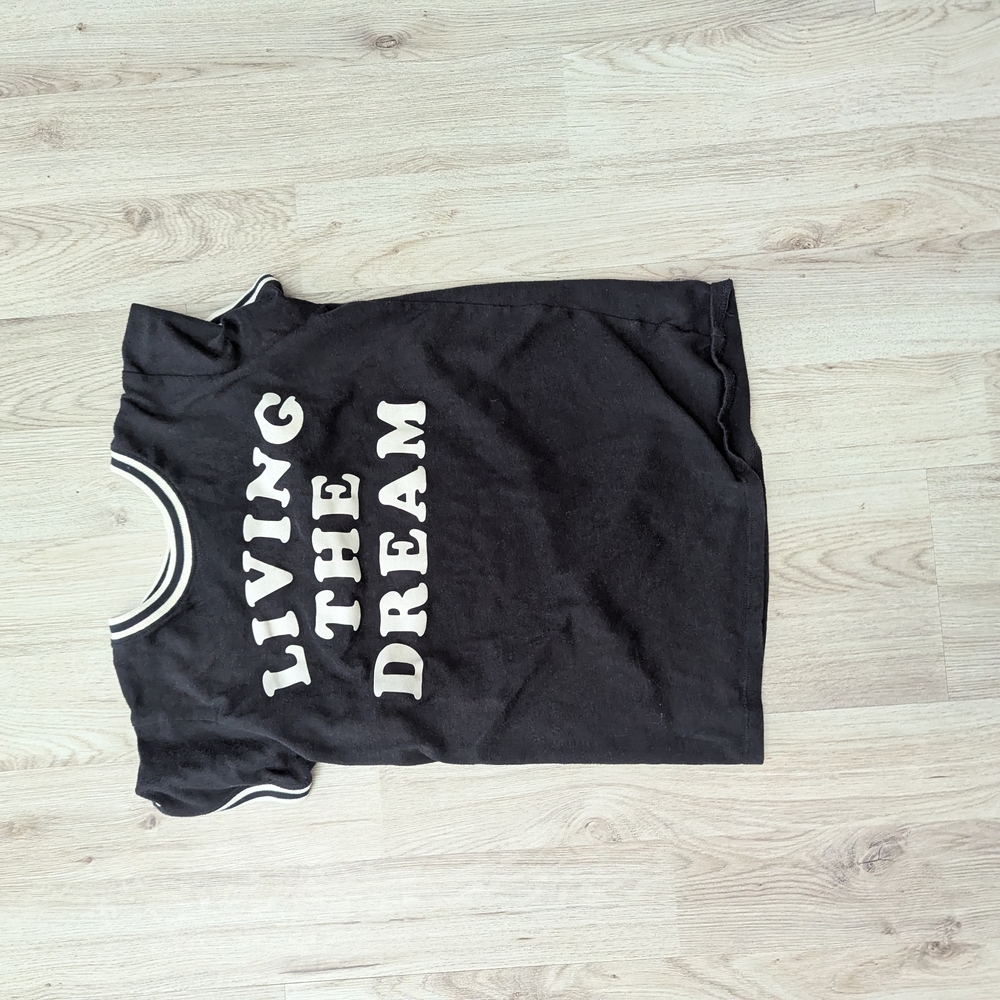 Junk Food Disney Black White Mickey Living The Dream Ringer Tee Medium
